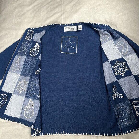 VTG Sarah Bentley Women’s Sz S Winter Zip-up Cardigan Grandmacore Sequins Beads - Picture 7 of 7